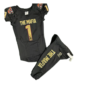 Uniforme de Fútbol Americano Negro Personalizado de la Mejor Calidad, Talla XL, Transpirable, Protección UV, Secado Rápido, 100% Poliéster, Ropa Deportiva con Número - Product Image 1