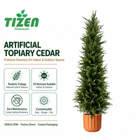 Arbre Topiaire Artificiel en Cèdre 120cm en Pot, Plantes Artificielles en PE, Résistant aux UV, Écologique, Moderne pour Jardin Intérieur et Extérieur