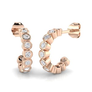 Pendientes de aro de diseño contemporáneo con diamantes finos de corte redondo de 0.50 ct, diamantes cultivados en laboratorio en platino para ocasiones especiales. - Product Image 2