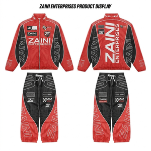 ชุดวินด์เบรกเกอร์ชาย ZAINI พรีเมียม ผ้าโพลีเอสเตอร์ 100% 300gsm สีแดงดำ ดีไซน์แผงสี พร้อมงานพิมพ์ลายแบบรีดร้อนและงานปักแบบกำหนดเอง - Product Image 1
