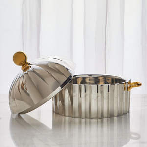 Boîte en métal argentée neuve 2026 avec finition miroir et poignées confortables, idéale pour un usage domestique ou un service de restauration commercial - Product Image 6