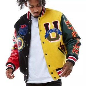 Letterman-chaquetas Bomber de béisbol para hombre, chaquetas de cuerpo Original de lana y mangas de cuero genuino (Opciones de colores del equipo) - Product Image 2