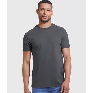 Camiseta clásica de cuello redondo relajado y cómodo para hombre, traje deportivo básico de oliva oscuro, camiseta de tacto suave para hombre - Product Image 5