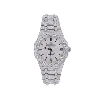 นาฬิกาเพชรโมอิสสุดหรูสำหรับผู้ชายหน้าปัดขนาดใหญ่เครื่องประดับสไตล์ฮิปฮอปเคลื่อนไหวอัตโนมัติแบบหน้าอก - Product Image 1