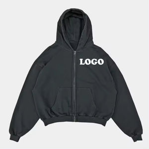 Sudadera con capucha de cuello alto con logotipo personalizado para mujer, ropa de entrenamiento deportivo para gimnasio con cremallera corta de gran tamaño, estilo de calle de invierno con estampado de logotipo frontal - Product Image 1