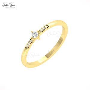 Anillo Minimalista de Diamante Natural de Alta Calidad de 0.08 CTW, Anillo de Bodas de Diamante de Oro Puro de 14K, Fabricante de Joyería Fina de la India - Product Image 6