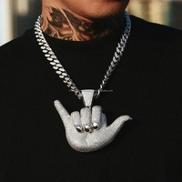 Usine personnalisée S925 argent 9k-18k plaqué or massif pendentif à breloque glacé 666 geste de la main Six pendentif HipHop diamant bijoux fins
