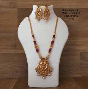 Ensemble de bijoux de mariée en or pour femmes, collier de mariage, boucles d'oreilles pour femmes - Product Image 2