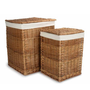 Trắng Lót Ánh Sáng Hấp Vuông Wicker Giặt Giỏ Đôi Lưu Trữ Cho Nhà Bếp Phòng Tắm Phòng Khách Vải Nhựa Kim Loại - Product Image 2