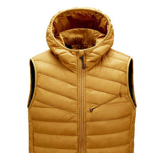 Men Custom <b>Hooded</b> Canvas Sleeveless Puffer Vest Lightweight Breathable Insulated Windproof Waterproof Outdoor <b>Gilet</b> Winter - Product Image 4