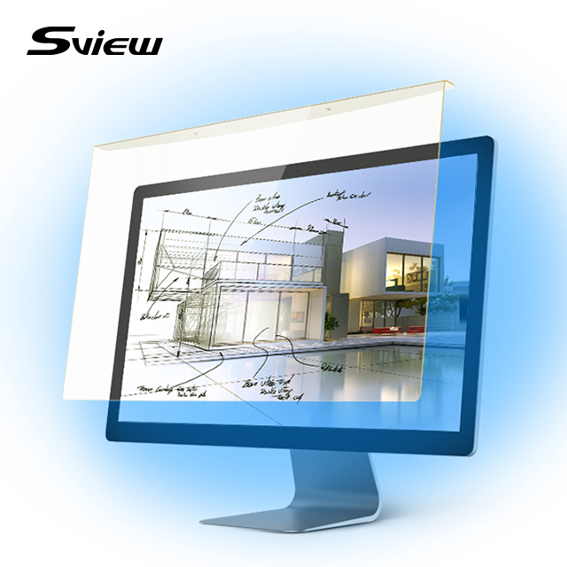 Sview 24 Inch 2.5D Anti-Fingerprint Block Blue Light Acrylic Screen Film Yellow 3H Hardness High Transparent Anti-Glare Easy