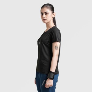 Minimalistic Women's T-<b>Shirt</b> (Black) Breathable Knitted <b>Y2K</b> Style Logo Diamond Decorations Cute Heart Character One Fits All - Product Image 4