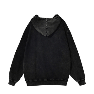 Pull-over à capuche surdimensionné 100% coton personnalisé pour hommes, délavé au soleil à l'acide avec logo Applique Boxy Fit Cropped Style pour l'hiver - Product Image 4