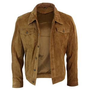 Premium Vintage Trucker Veste en cuir d'agneau véritable pour hommes Premium Suede Casual Wear avec col de chemise Plus Size Option - Product Image 3