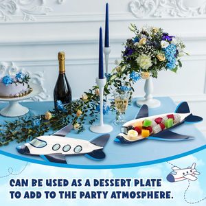 24 Assiettes en papier sur le thème de l'avion, décorations de fête pour dîner, dessert, pique-nique, anniversaire, mariage - Product Image 6