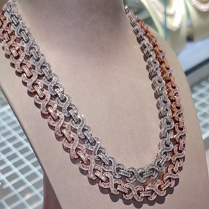 Cadena de eslabones cubanos de 16mm personalizada en alta calidad VVS Claridad Chapado en rodio 10K chapado en oro Oro blanco Moissanite Diamond - Product Image 6