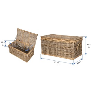 Cesta rectangular grande de ratán para el suelo, hecha a mano, para almacenamiento, venta al por mayor, ecológica, hecha en Vietnam - Product Image 5