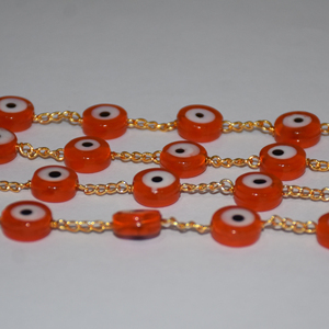 Chaîne de chapelet en perles d'œil d'orange de qualité supérieure, plaquée or, faite à la main, pour la fabrication de bijoux - Product Image 1