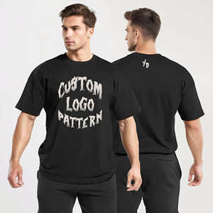Venta al por mayor de camisetas de los hombres de hombro caído de alta calidad logotipo personalizado de impresión de algodón de peso pesado de gran tamaño de secado rápido transpirable - Product Image 1