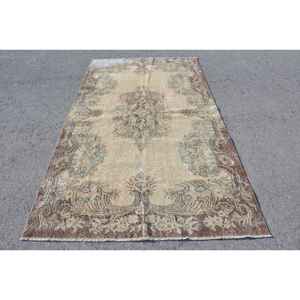 Alfombra Turca Vintage, Grande, 5.2x9.2 pies (159x279 cm), Alfombra de Lana con Borde Marrón - Product Image 1