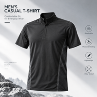 Kaos Polo Atletik Pria Ukuran Besar Lengan Pendek Kerah Tegak Kancing Leher Panel Samping Kontras Atasan Kasual Olahraga