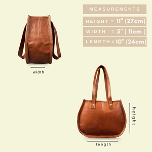 กระเป๋าหนังแท้สีน้ำตาลของผู้หญิงลายพระจันทร์ครึ่งเสี้ยวกระเป๋าถือสุดมันเงาใช้ในชีวิตประจำวันมีซิปที่ทนทานสไตล์วินเทจ - Product Image 6