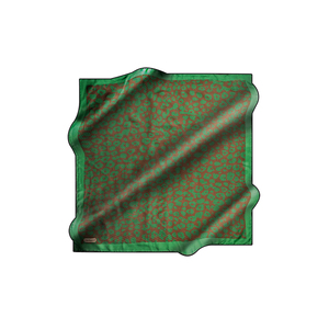 <b>Green</b> <b>Silk</b> Square Leopard Print Scarf - Product Image 1