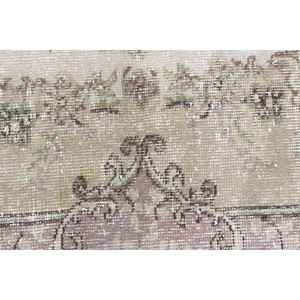 Alfombra de 4.1x6.46 pies, Alfombra Turca Vintage, Alfombra de Retazos Beige y Rosa - Product Image 5