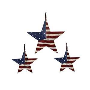 Étoile de Noël suspendue en métal avec impression de drapeau, décoration murale pour la maison, décoration de ferme - Product Image 1