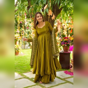 Vestido de Georgette con Cuentas de Lujo para Mujer, Ropa Étnica, Vestido de Noche Elegante para Dama de Honor de Boda, Vestido de Novia con Hombros Descubiertos - Product Image 4
