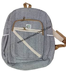 Natural Color Handmade Nepal Cotton <b>Fabric</b> <b>Hemp</b> Backpack and Handbag (BG-120323D) Dual Handle Wholesale From India - Product Image 1