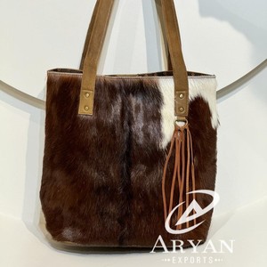 Nueva llegada pelo en cuero de vaca flecos bolso de mano occidental Venta caliente bolso de hombro elegante bolso de compras de lujo para uso de las mujeres - Product Image 1