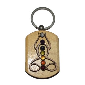 Llavero de cristal Om con chakra, metal de cobre e impresión de 2 colores |   Venta al por mayor - Product Image 3