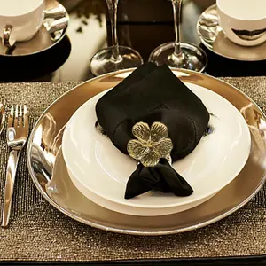 Mode fleur usine en gros thème solide moderne Simple circulaire rond de serviette et design - Product Image 2