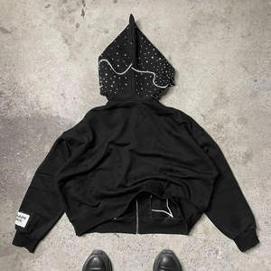 Sudadera con capucha lavada de ropa de calle personalizada sin cuerdas, sudaderas de felpa francesa de gran tamaño, Sudadera con capucha desgastada Vintage para hombre - Product Image 3