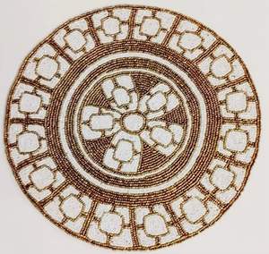 New Arrival Large Flower Shaped With <b>Green</b> Polyester Bead Placemat Home Dining Table Decorative Mat Kitchen Ware - Product Image 2