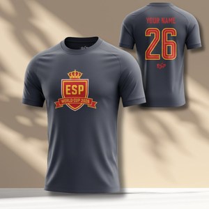 Maglietta Unisex per Tifosi di Calcio Spagna 2026 WC, Rossa e Gialla con Grafica, Top per il Giorno della Partita, Regalo per Uomini e Donne - Product Image 1