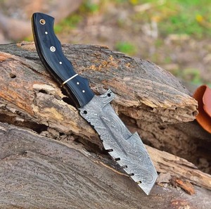 Cuchillo de Supervivencia Portátil para Exteriores, Venta Caliente de Fábrica, Acero de Damasco, Mango de Madera - Product Image 4