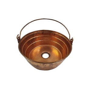 Antique Finish Hammered Solid Copper Sink or <b>Basin</b> Vessel Aged & Weathered Undermount for Rustic Luxury Projects <b>Portable</b>. - Product Image 5