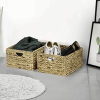 Panier à linge portable tissé à la main naturel de qualité supérieure avec poignées de transport Matériau en jacinthe d'eau pour le stockage domestique