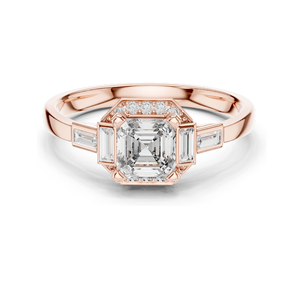 แหวนเพชรทรง Asscher ขนาด 0.78 กะรัต สำหรับผู้หญิง ความใส VVS-VS สี EF มีให้เลือกทั้งทองชมพู ทองเหลือง ทองขาว และเงิน 925 - Product Image 3