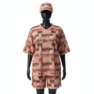 Conjunto deportivo de malla para mujer, 160 GSM, tela de poliéster que absorbe la humedad, corte holgado, logotipo sublimado, conjuntos para mujer 100% algodón - Product Image 1