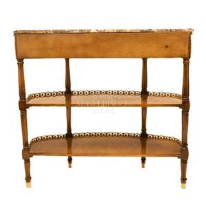 Luxury Classic Marble-Top <b>Console</b> <b>Table</b> With Double Shelves and Brass Details - Product Image 6