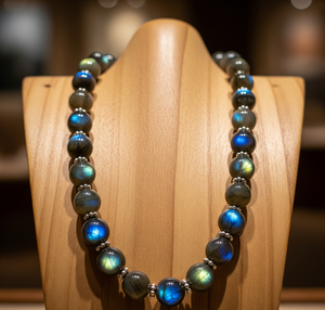 Women's 18-Inch Silver 925 Lock Hand Knotted Design Fashion Accessory High Quality Natural <b>Labradorite</b> Stone Beaded Gift - Product Image 3