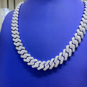 Collier en argent glacé à maillons cubains, design classique et audacieux, chaîne de luxe - Product Image 2