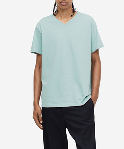 High Performance Custom Made Plain Color v Neck Collar Short Sleeve Loose Fit <b>Men</b> <b>Summer</b> <b>t</b> <b>Shirt</b> - Product Image 5