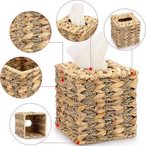 Couverture de boîte à mouchoirs en jonc de mer de mélange de jacinthe d'eau écologique recommandée pour la vaisselle et les articles de cuisine du Vietnam - Product Image 3