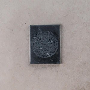 Placa adhesiva para teléfono de shungita pulida rectangular grabada con mandala, 1.2*1.6 pulgadas (30*40 mm) - Product Image 1