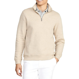 Sudadera de punto para hombre Index Apparel con cremallera de un cuarto, color beige liso, corte regular, cuello alto, informal para otoño - Product Image 5