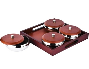 New Modern Design Premium Quality Wooden Bowl Set With Tray Customized Modern Finished Best Quality in Whole Sale Prices - Product Image 1
